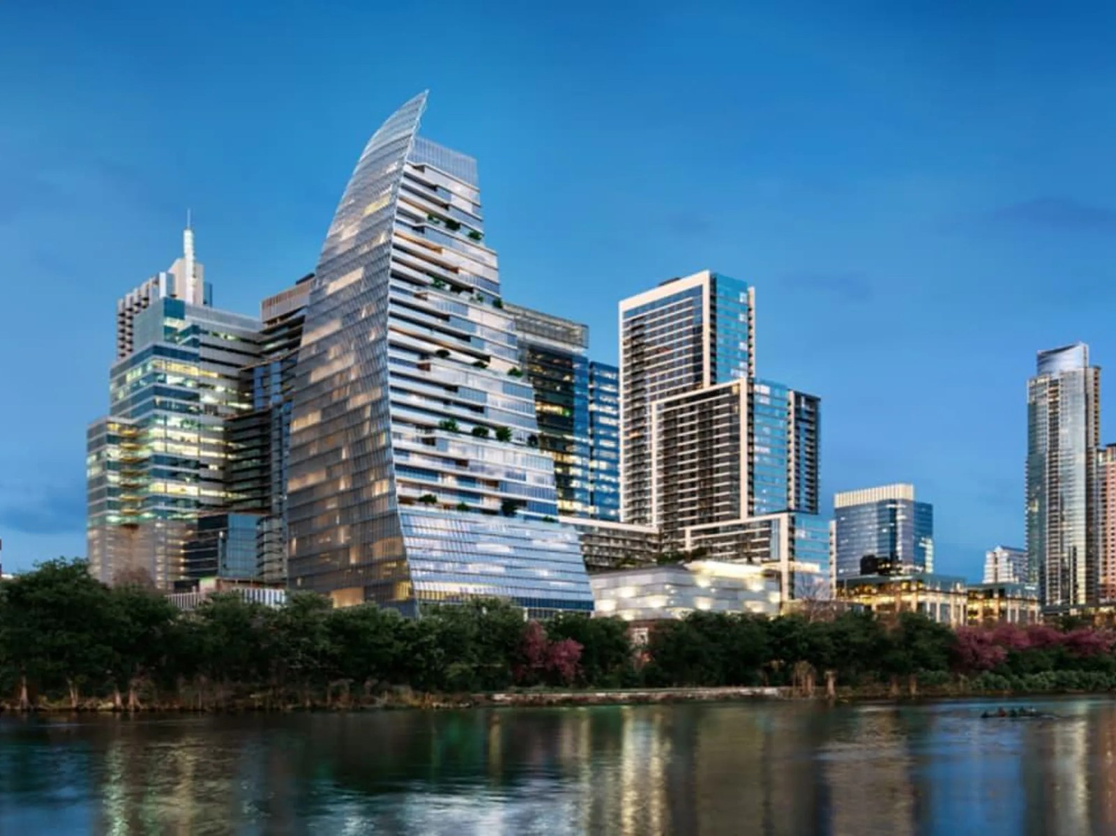 Austin skyline along Lady Bird Lake